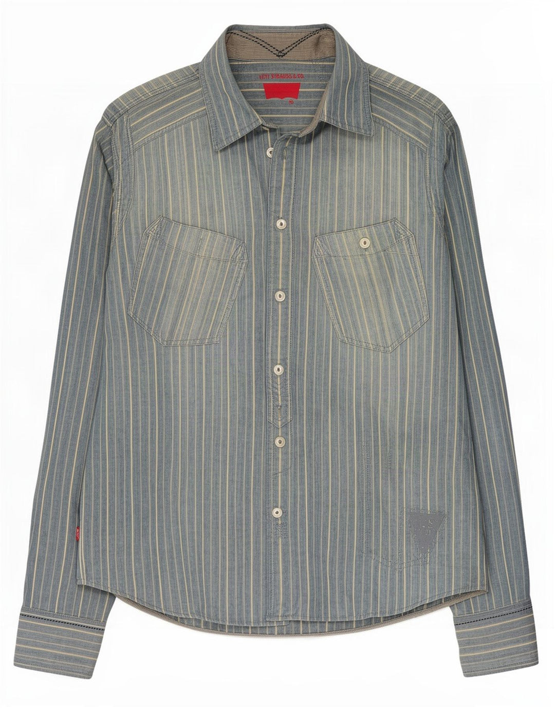 Camisa Levi's Hombre Algodón Rayas Azul Medio