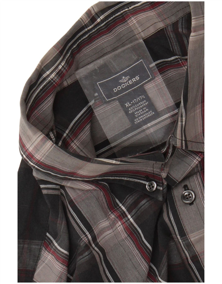 DOCKERS Camisa Hombre Talla 17 1/2 XL Algodón Cuadros Negro