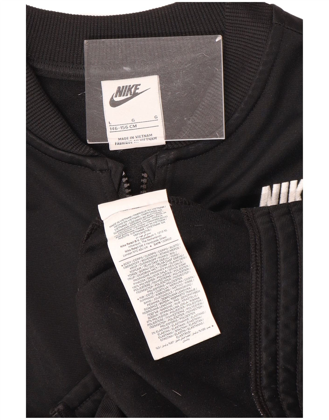 NIKE - Chaqueta de chándal gráfica para niñas, 12-13 años, talla grande, color negro