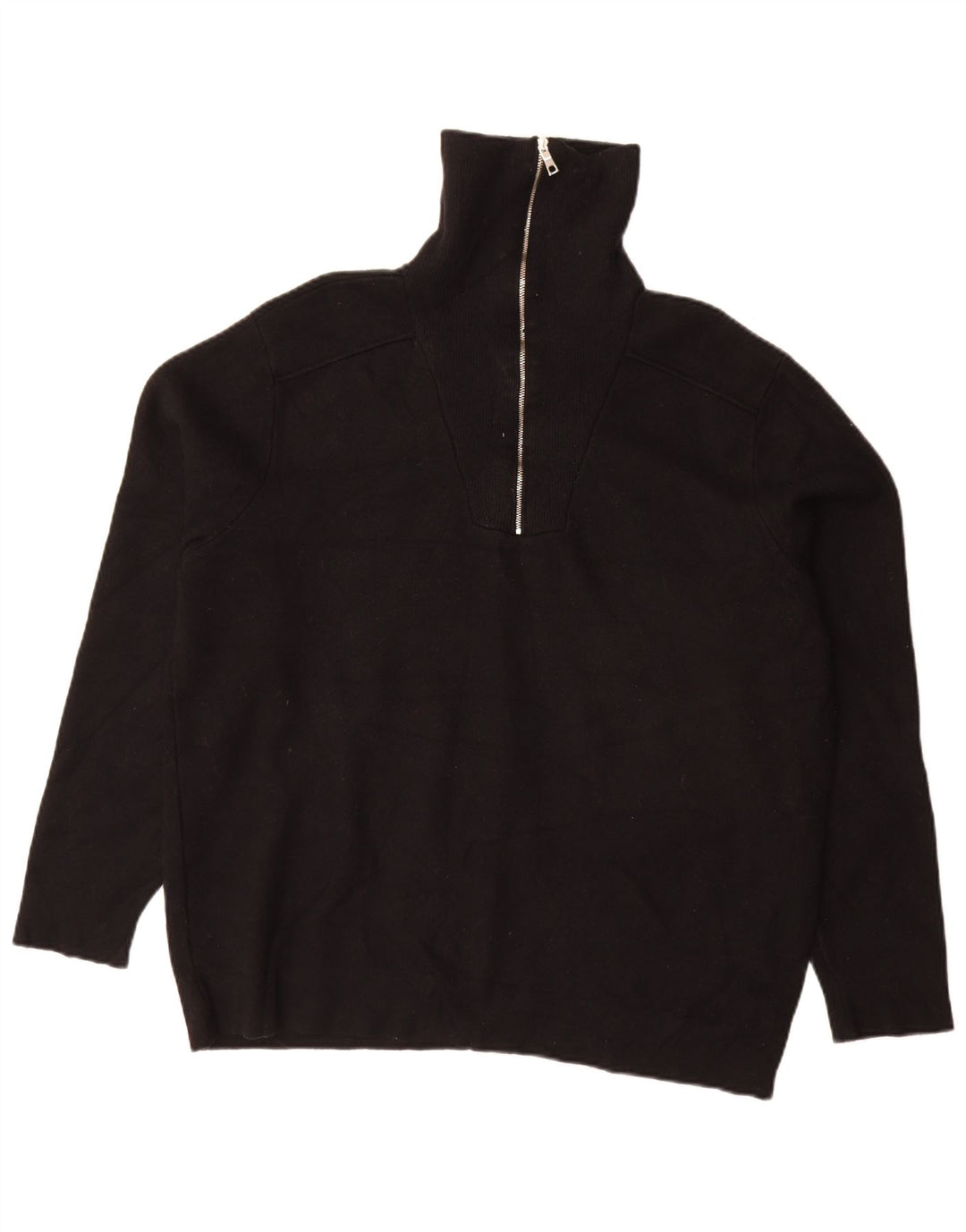 Zara Hombre Jersey Con Cremallera Y Cuello XL Viscosa Negro