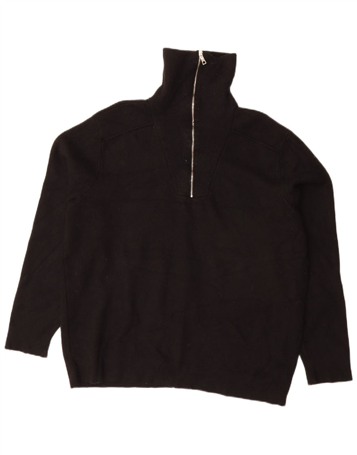 Zara Hombre Jersey Con Cremallera Y Cuello XL Viscosa Negro