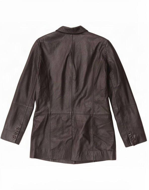 Vintage mujer 3 botones cuero Blazer chaqueta Reino Unido 10 pequeño negro