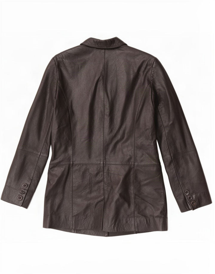 Vintage mujer 3 botones cuero Blazer chaqueta Reino Unido 10 pequeño negro