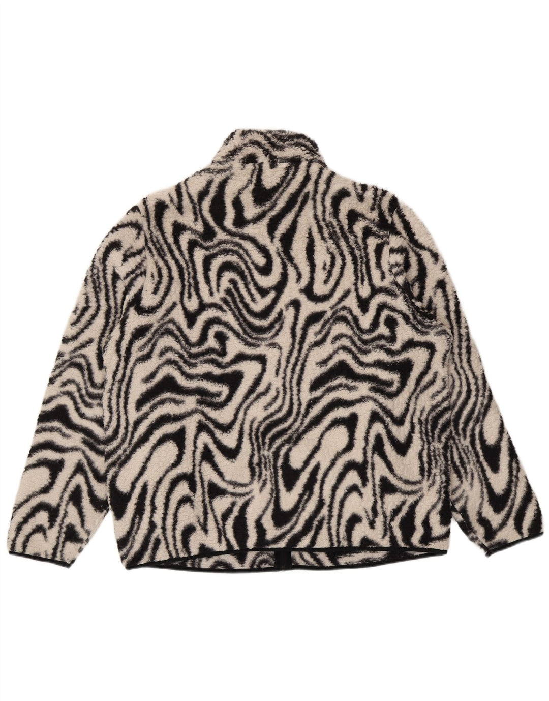 Vintage mujeres patrón abstracto chaqueta de lana de gran tamaño Reino Unido 18 XL negro