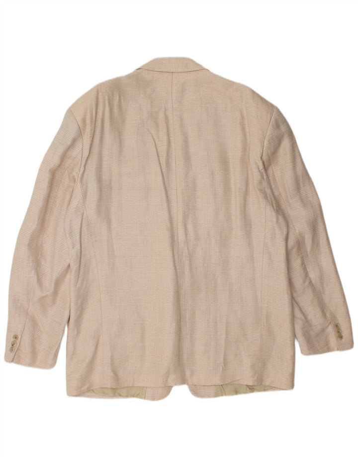 HUGO BOSS Chaqueta tipo blazer de 2 botones para hombre EU 56 3XL Lino a cuadros beige