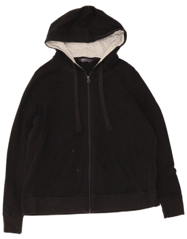 Marks & Spencer Sudadera con capucha y cremallera para mujer UK 20 2XL Algodón negro