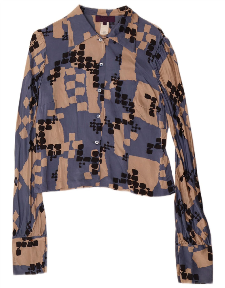 LES COPAINS Conjunto de falda de 2 piezas para mujer IT 42 Medium W28 Seda geométrica azul