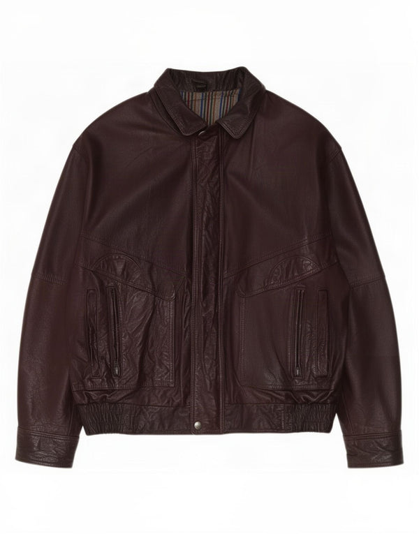 Vintage chaqueta de cuero para hombre EU 50 grande borgoña