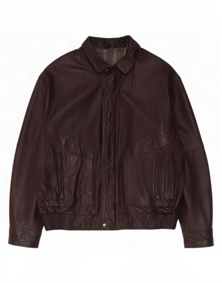 Vintage chaqueta de cuero para hombre EU 50 grande borgoña