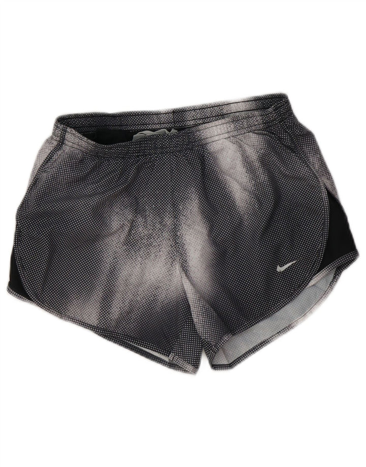 Nike Pantalones cortos deportivos Dri Fit para mujer UK 4 XS Poliéster geométrico negro