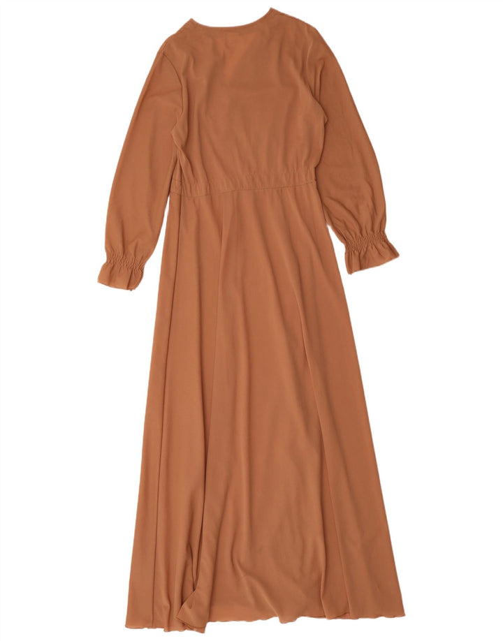 Vintage mujer Maxi vestido Reino Unido 12 marrón medio