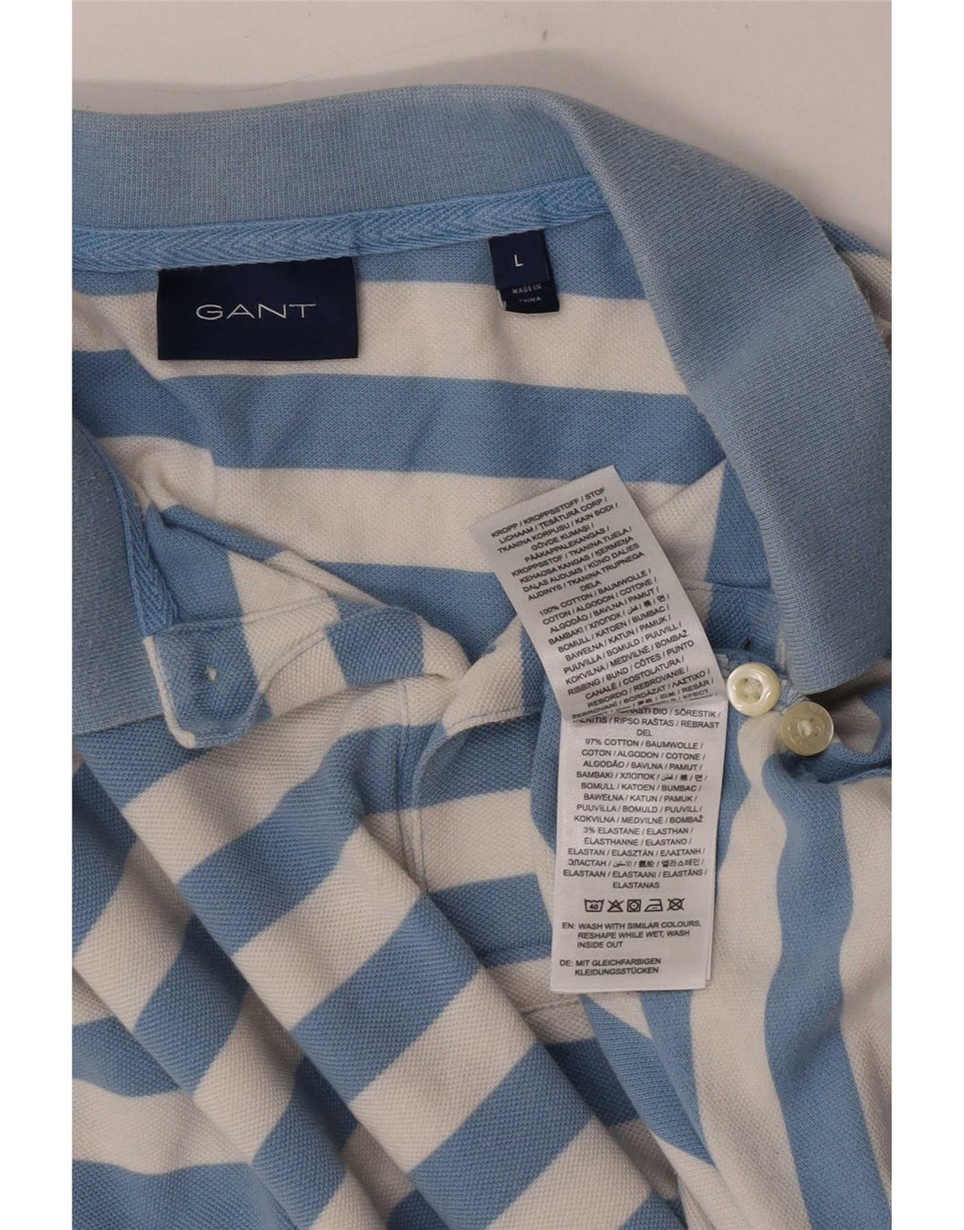Gant Polo De Algodón A Rayas Azul Grande Hombre