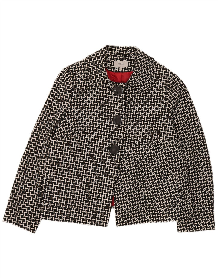 Marks & Spencer Chaqueta tipo blazer de 3 botones para mujer UK 46 Grande Negro Geométrico