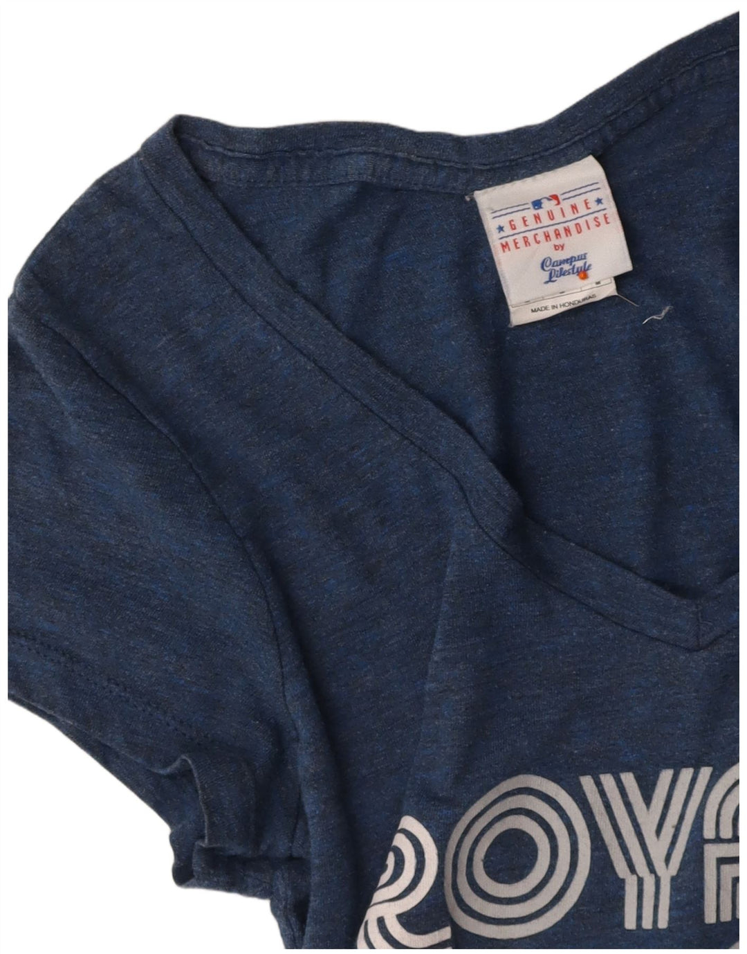 GENUINE MERCHANDISE Womens Graphic T-Shirt Top UK 12 Medium Blue Polyester