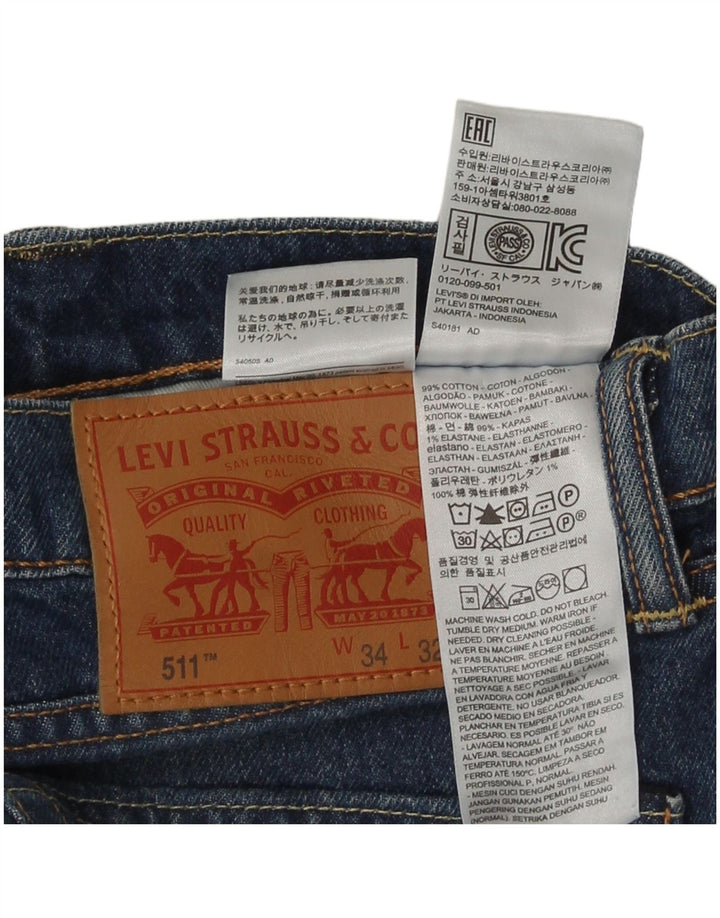 Levi's Hombre 511 Slim Jeans W34 L32 Algodón Azul