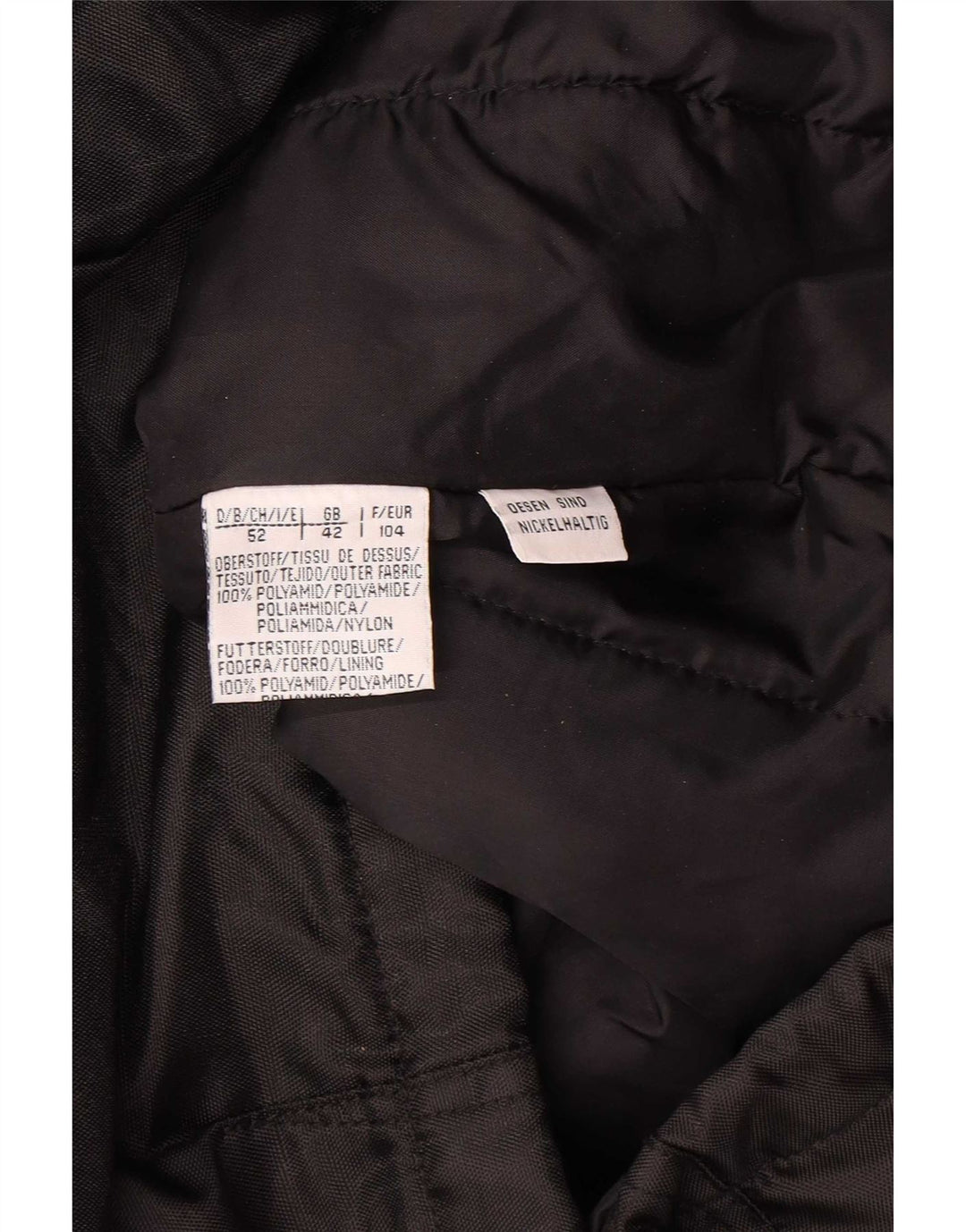 Chaqueta acolchada con capucha vintage para hombre Reino Unido 42 XL Poliamida negra