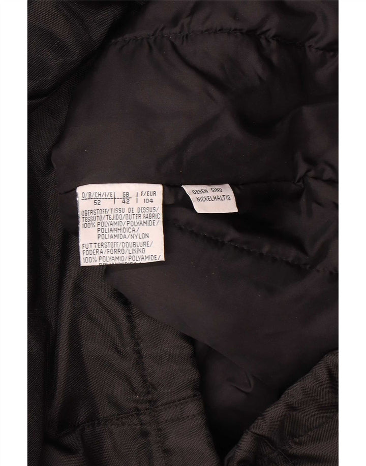 Chaqueta acolchada con capucha vintage para hombre Reino Unido 42 XL Poliamida negra