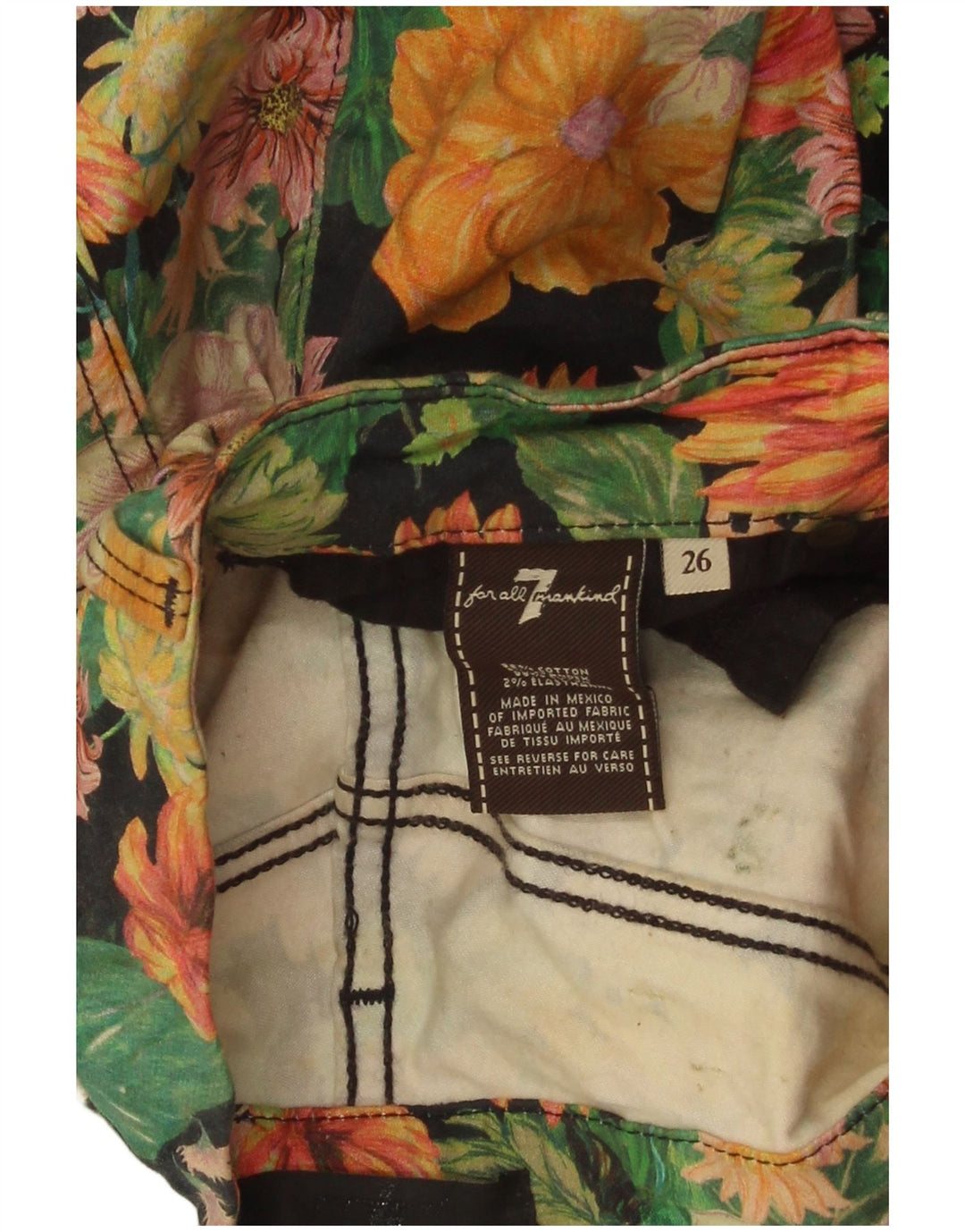 7 FOR ALL MANKIND Vaqueros capri para mujer W26 L24 Multicolor Floral