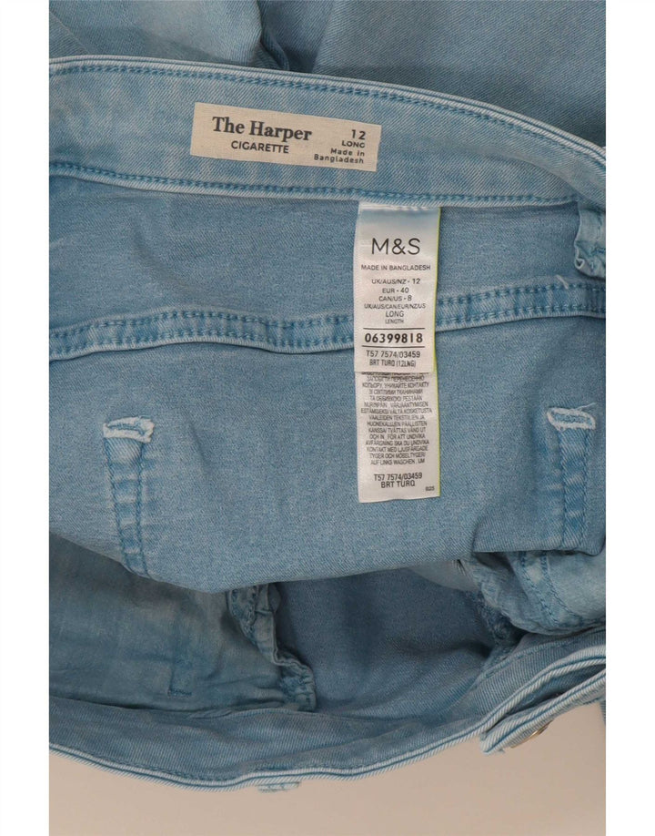 Marks & Spencer Vaqueros Rectos para Mujer UK 12 Medium W30 L27 Turquesa