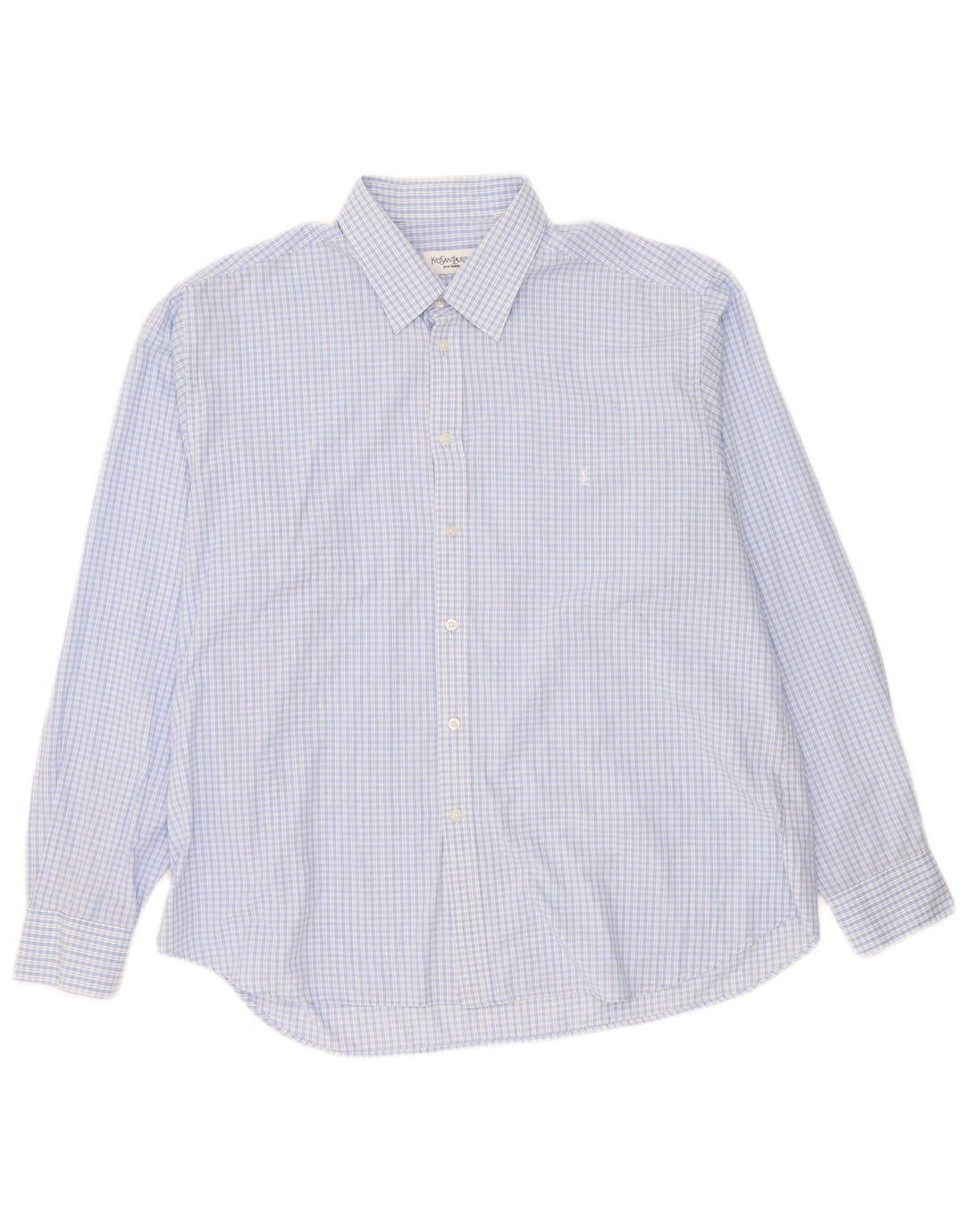 Yves Saint Laurent Camisa Hombre 2XL Algodón A Cuadros Azul