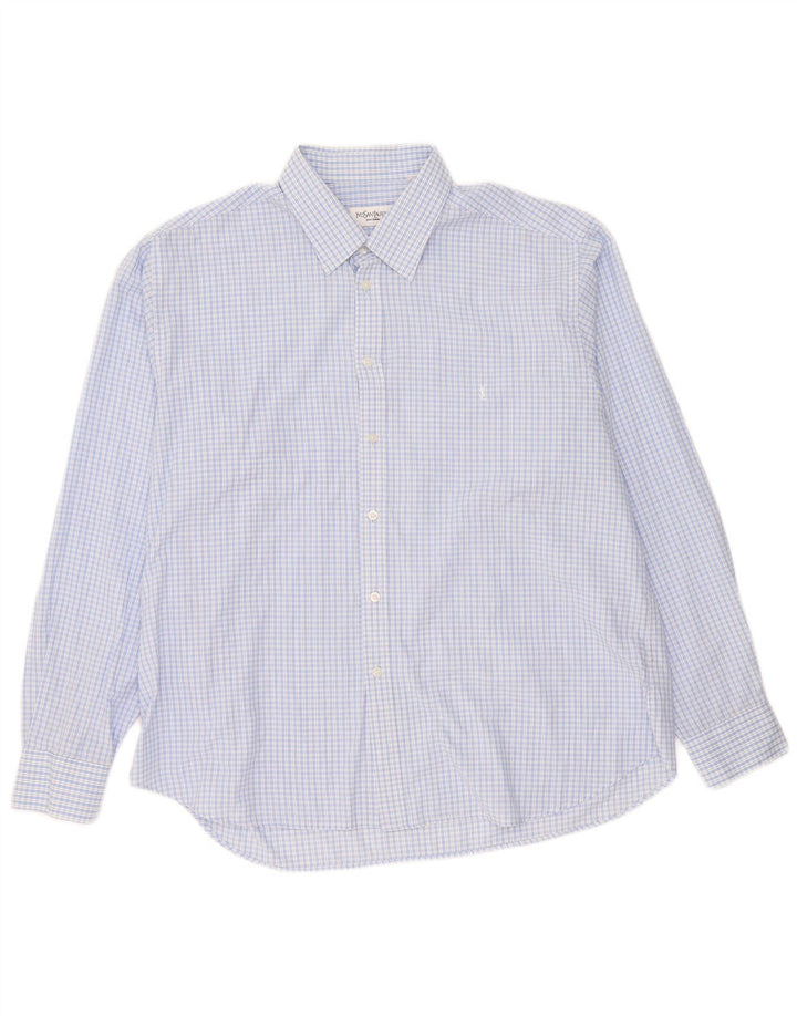 Yves Saint Laurent Camisa Hombre 2XL Algodón A Cuadros Azul