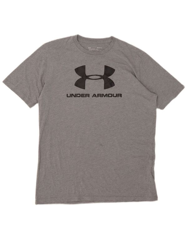 UNDER ARMOUR Camiseta estampada Heat Gear para hombre Top de algodón moteado gris medio