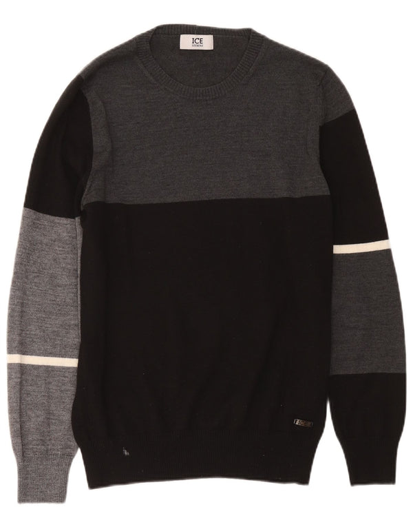 Iceberg Jersey De Cuello Redondo Para Hombre De Lana Color Block Medium Negro