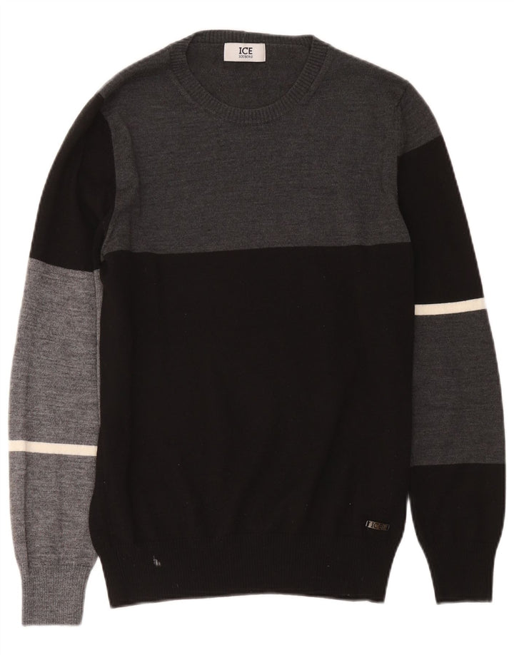 Iceberg Jersey De Cuello Redondo Para Hombre De Lana Color Block Medium Negro