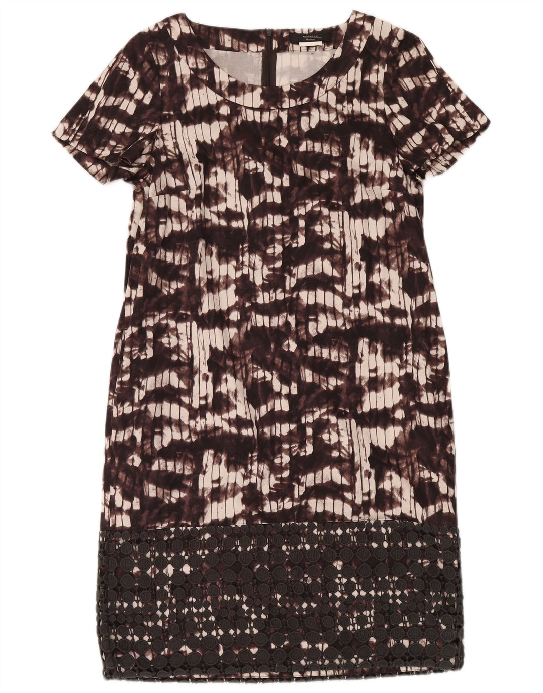 Max Mara Vestido recto con estampado abstracto para mujer, talla 40, tamaño mediano, color burdeos