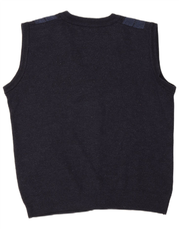 Senator Cárdigan sin mangas para hombre IT 52 Large Navy Blue Check