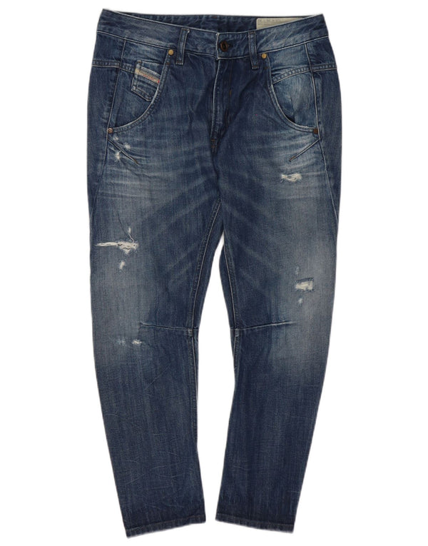 Diesel Mujer Fayza Crop Vaqueros Sueltos Desgastados W26 L23 Algodón Azul