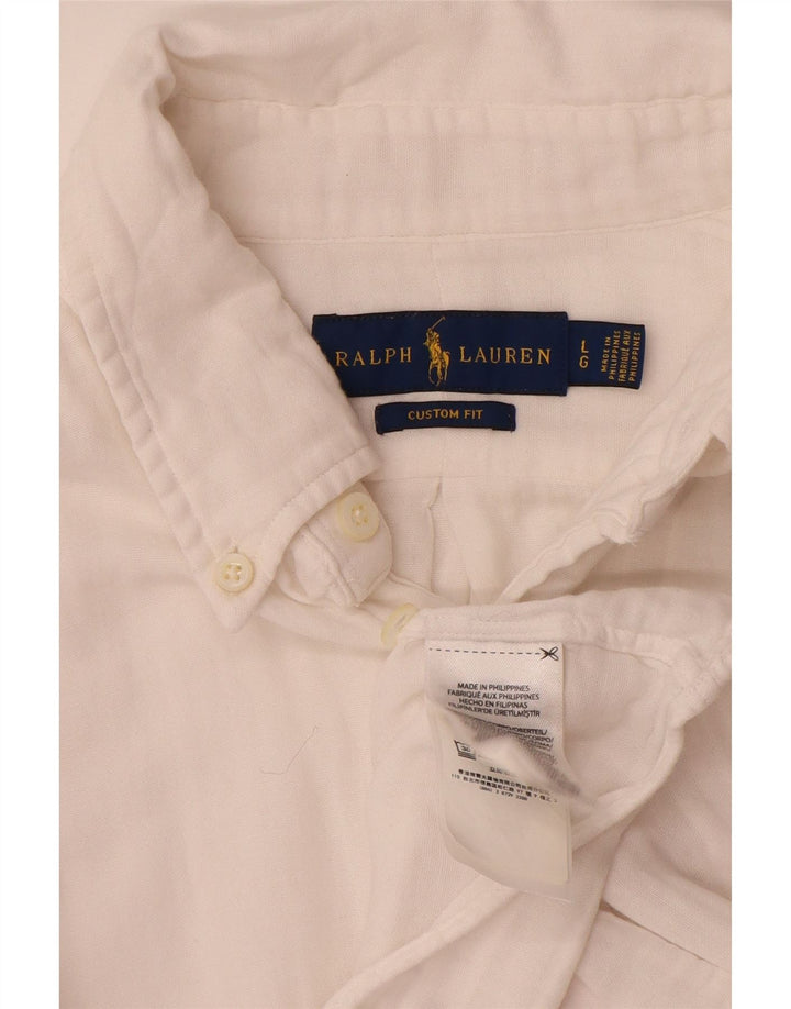 Ralph Lauren - Camisa de ajuste personalizado para hombre, algodón blanco grande