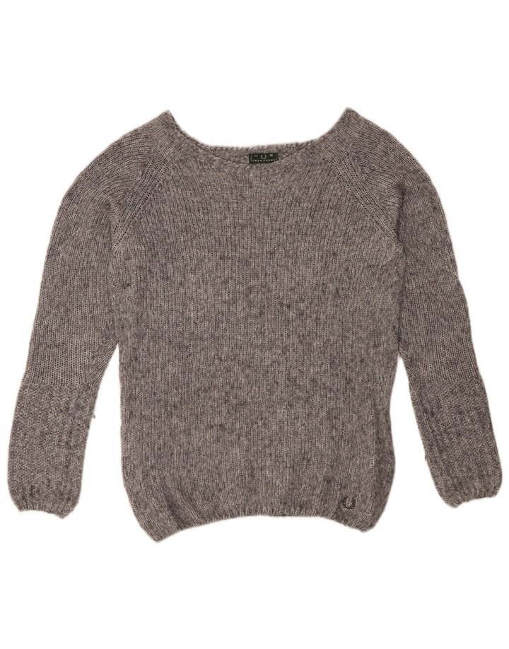 FRED PERRY Suéter tipo jersey con cuello barco para mujer Reino Unido 14 Gris medio moteado