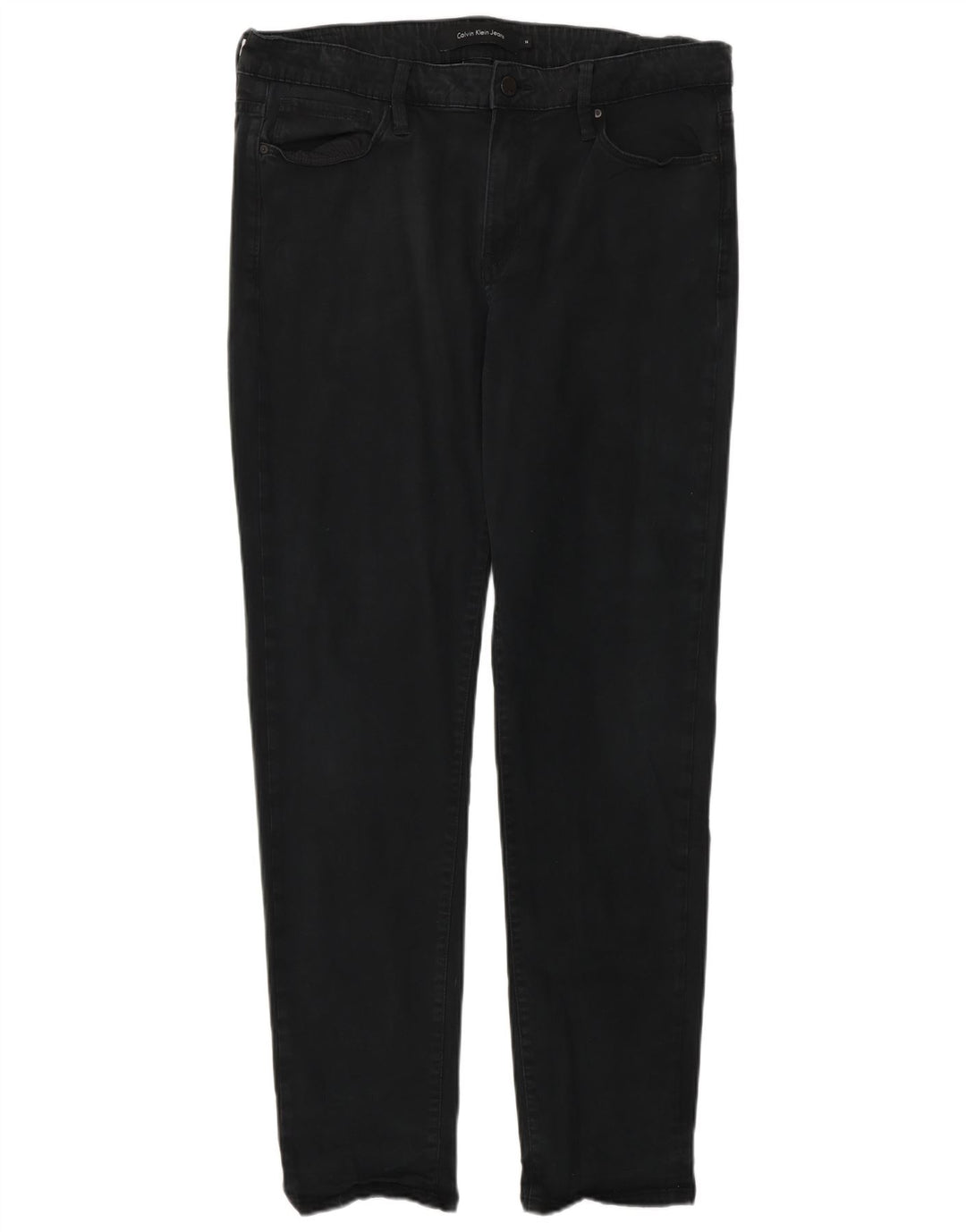 CALVIN KLEIN Vaqueros ajustados para mujer US 14 XL W34 L32 Algodón negro