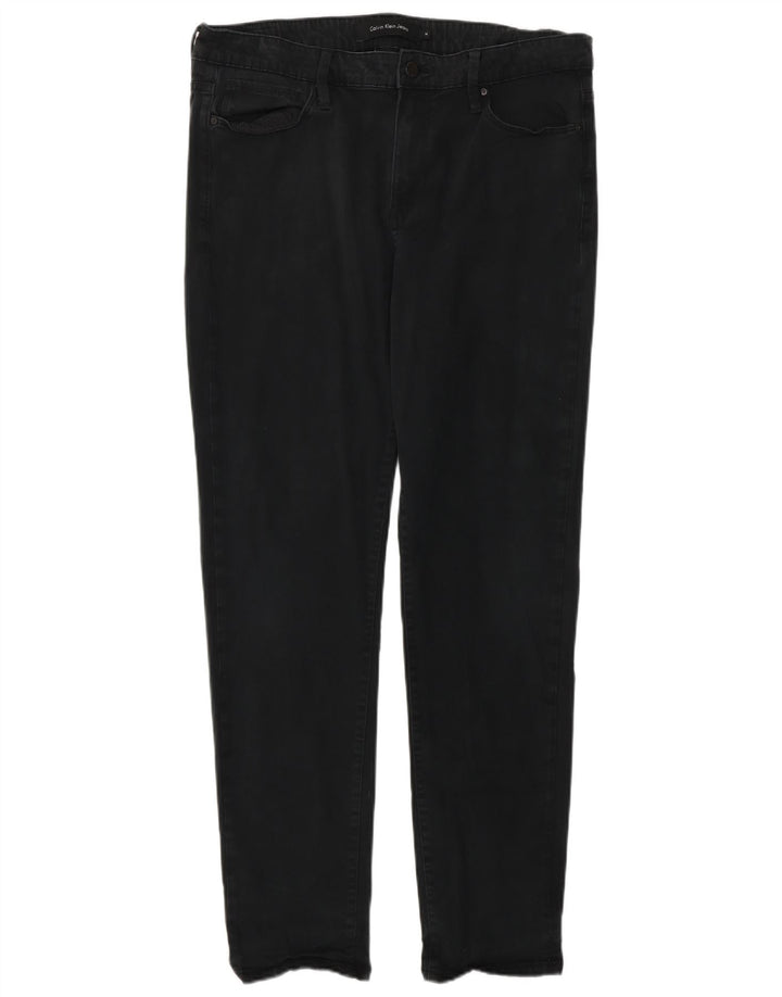 CALVIN KLEIN Vaqueros ajustados para mujer US 14 XL W34 L32 Algodón negro