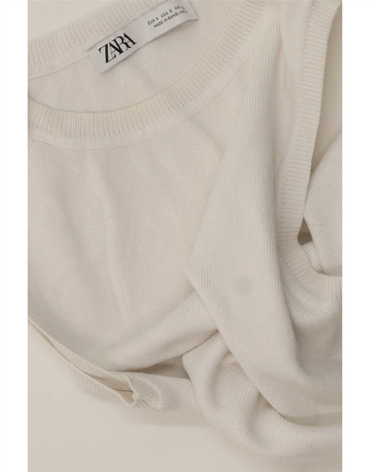 Zara Mujer Crop Vest Top UK 8 Small Blanco