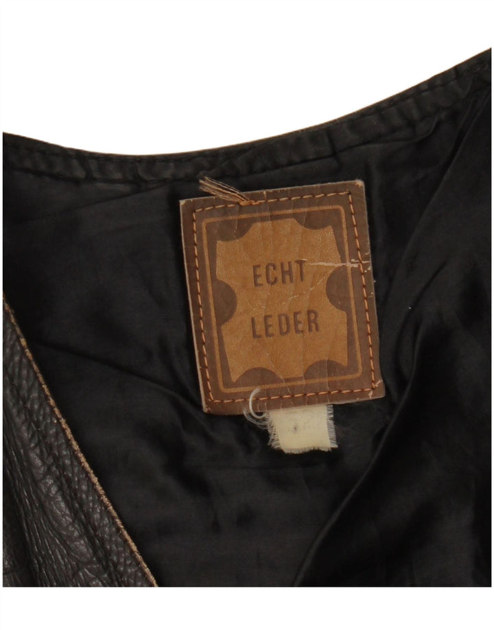 Vintage hombres crop cuero Gilet IT 52 XL cuero negro