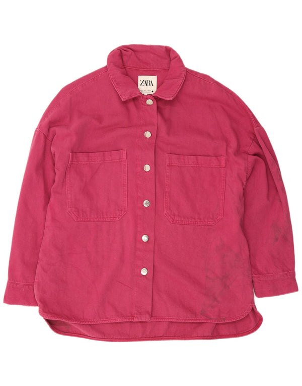 Zara Mujer Camisa Vaquera UK 46 Grande Algodón Rosa