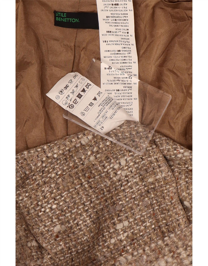 Chaqueta Americana Benetton De 3 Botones IT 42 Acrílico Moteado Marrón Medio