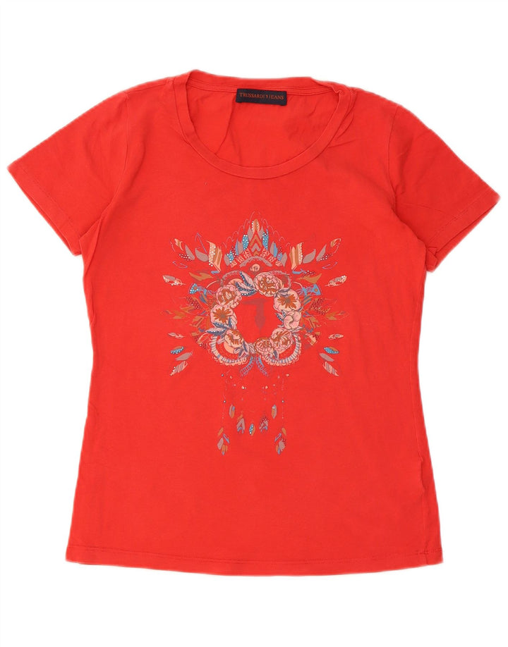 Trussardi Mujer Camiseta Gráfica Top UK 40 Small Rojo