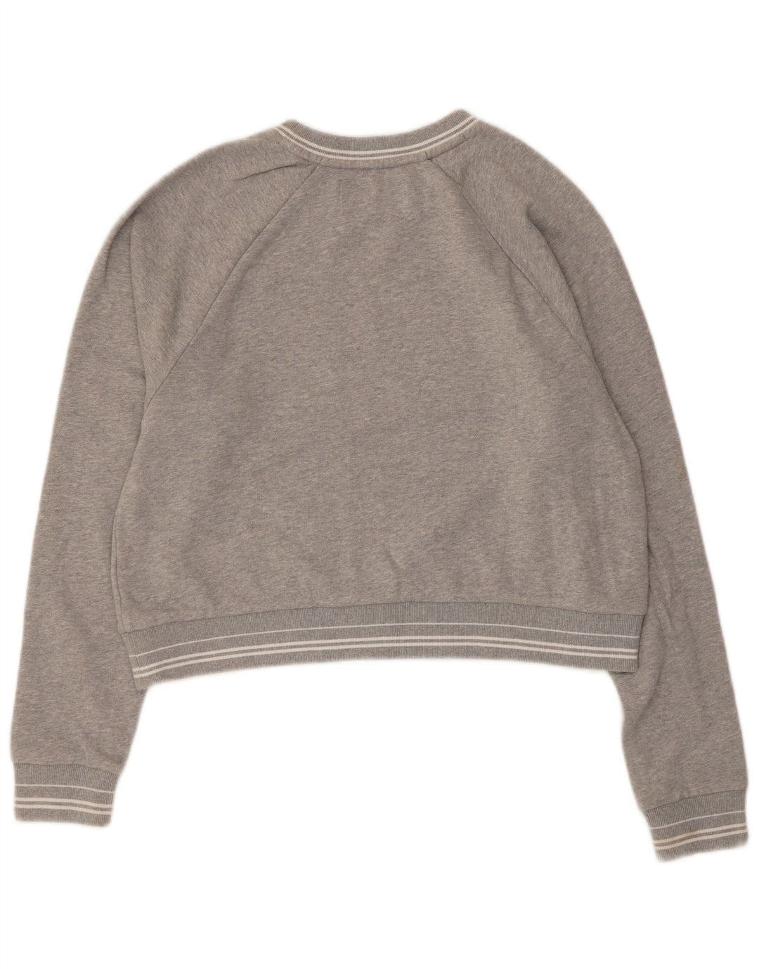 Superdry Mujer Crop Graphic Sudadera Jumper UK 44 Algodón Gris Medio