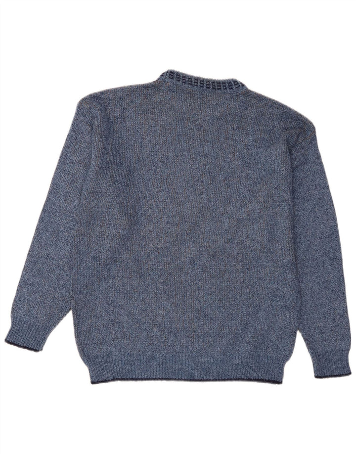 St Michael - Jersey de cuello redondo para hombre, acrílico geométrico, color azul pequeño