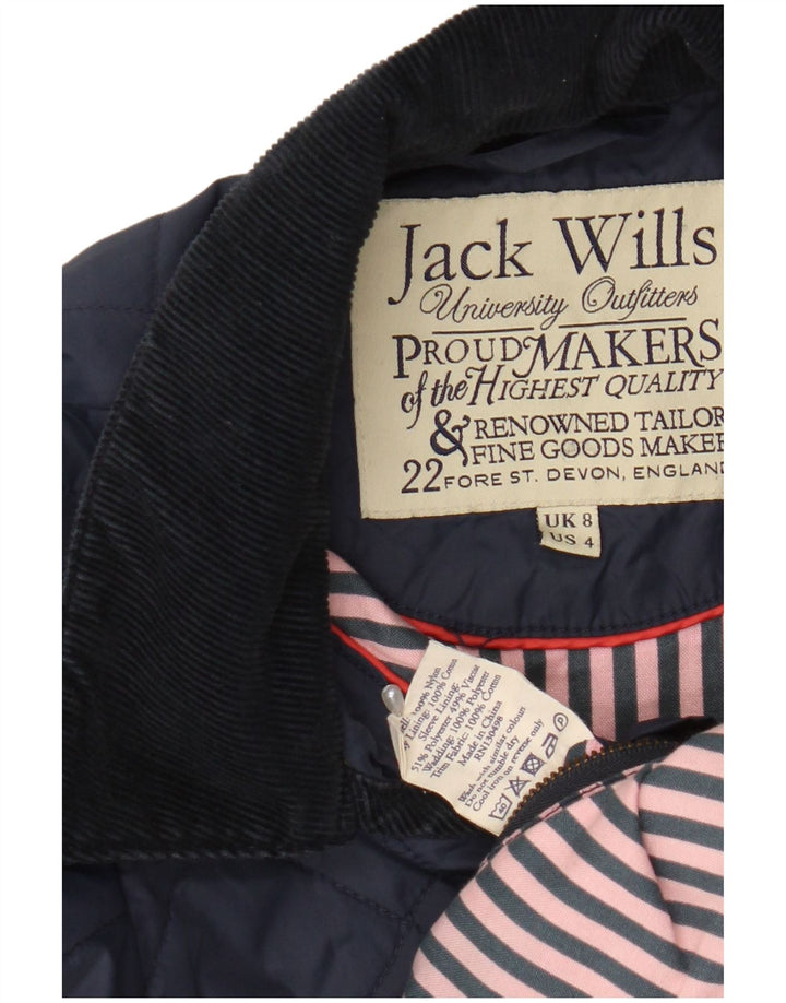 Jack Wills Chaqueta acolchada para mujer UK 8 Small Azul marino Nylon