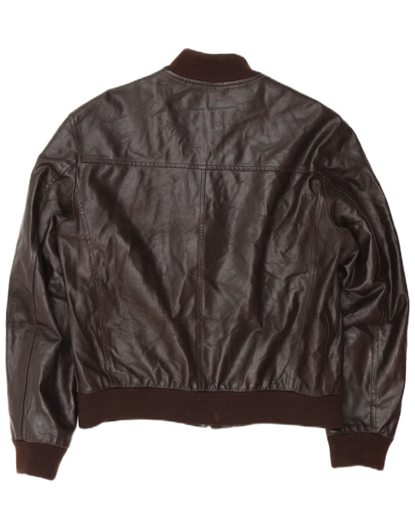 Koan Chaqueta Bomber De Cuero Para Hombre IT 54 2XL Cuero Marrón