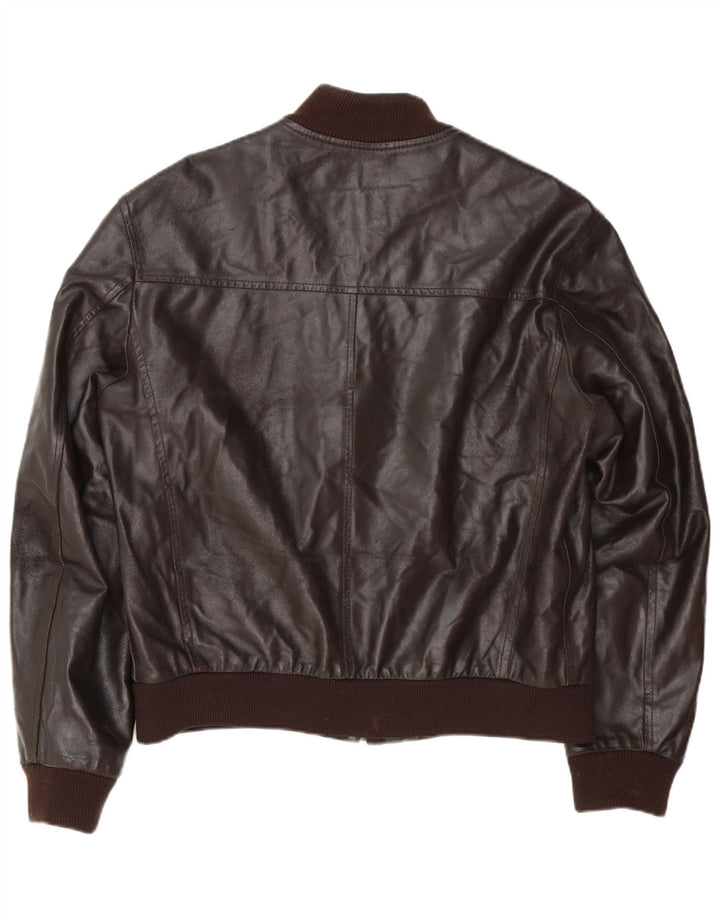 Koan Chaqueta Bomber De Cuero Para Hombre IT 54 2XL Cuero Marrón