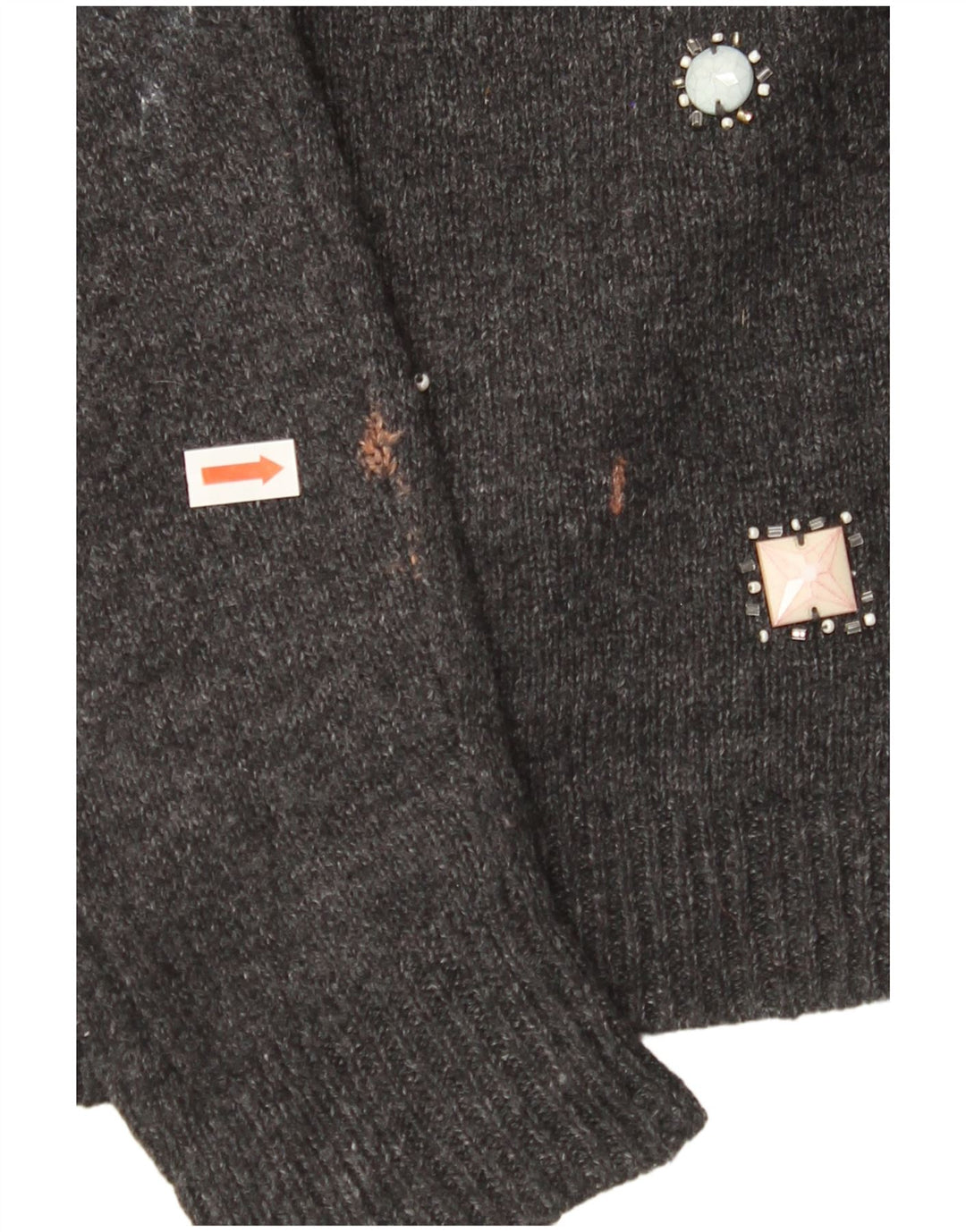 MONSOON Suéter tipo jersey con cuello barco para mujer, Reino Unido 40, algodón gris medio