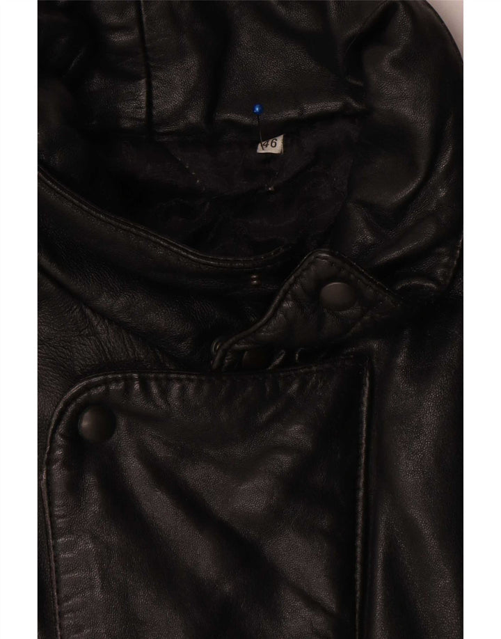 Vintage hombres bombardero chaqueta de cuero Reino Unido 46 3XL cuero negro