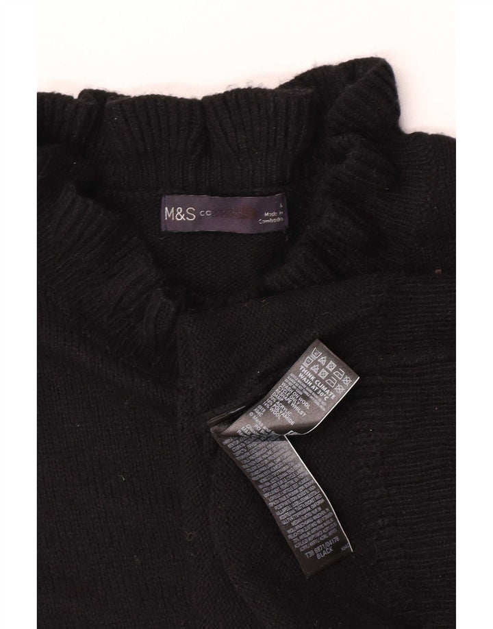 Marks & Spencer Suéter tipo jersey con cuello alto para mujer UK 46 Grande Negro