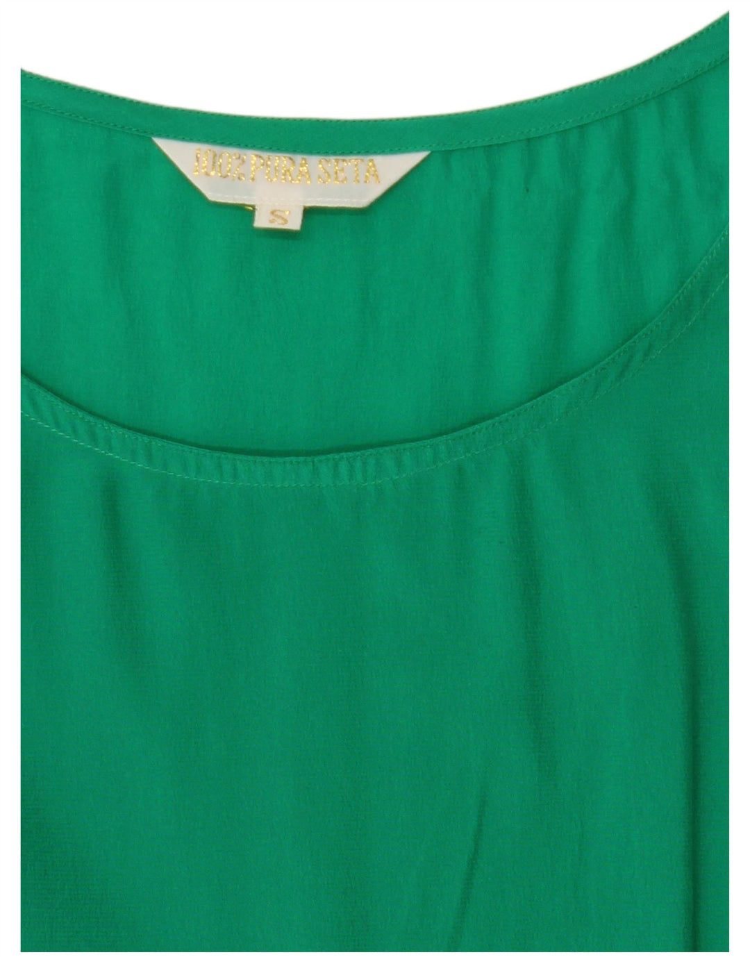 VINTAGE Mujer Suelta Blusa Top Reino Unido 10 Pequeña Seda Verde