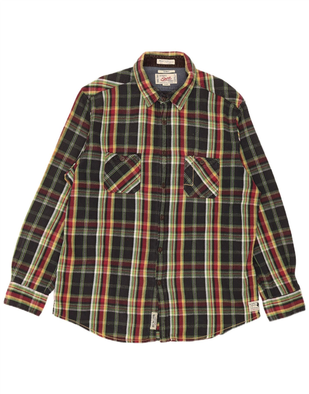 Marlboro Classics Camisa de franela de ajuste personalizado a cuadros para hombre 3XL Black Check